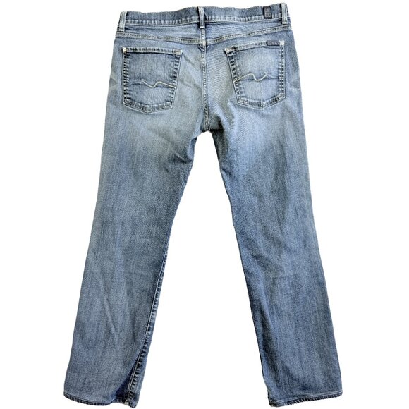 Y2K 7 For All Mankind Standard Straight Jeans Men’s Size 34 Mid‑Rise Light Wash - Picture 2 of 11